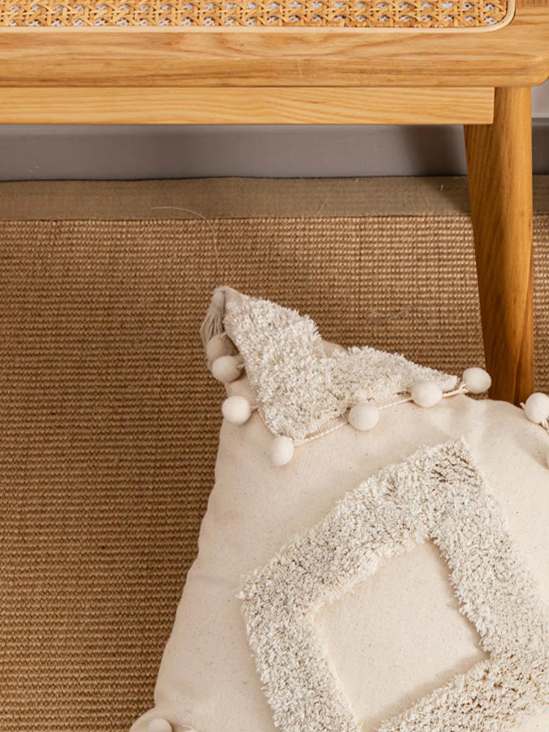 Lot de 2 taies d'oreiller décoratives touffetées, housses de coussin de canapé à pompons, taies d'oreiller taille blanc cassé, 30 x 50 cm (sans noyau) - 5