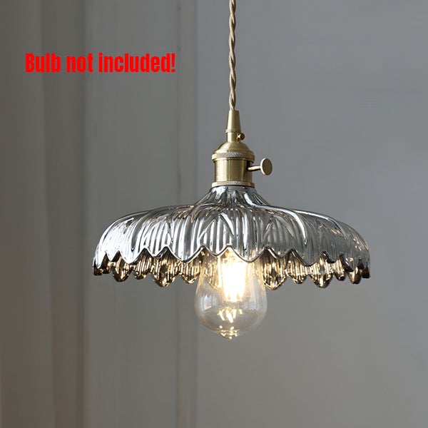 Lampa wisząca Chic Loft - szklany abażur w kształcie kwiatu, 24 x 14 cm - regulowany, 1,5 m - do kawiarni, wystroju wnętrz (gwint E27, bez żarówki) - 3