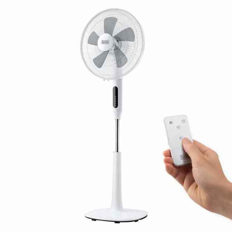 BLACK+DECKER BXEFP50E - Ventilatore a piantana 110-115cm, 50W, 3 velocità, oscillante, touch, telecomando, timer 15h, 3 modalità, base rotonda