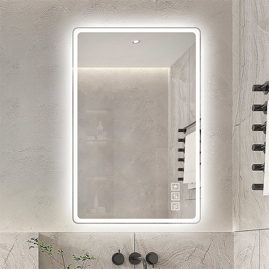 Miroir Salle de Bain LED 60x100cm Sans Cadre, Anti-Buée, Verre Trempé Sécurisé, Dimmable et Éclairage 3 Couleurs - 3