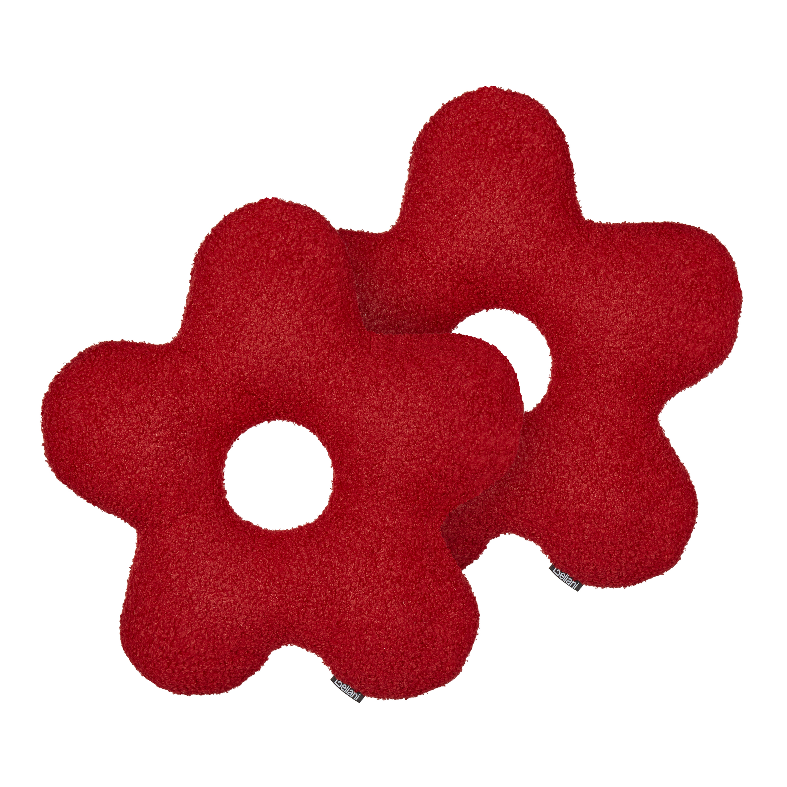 Beliani conjunto de 2 cojines decorativos camponula bouclé 40 x 40 cm rojo liso