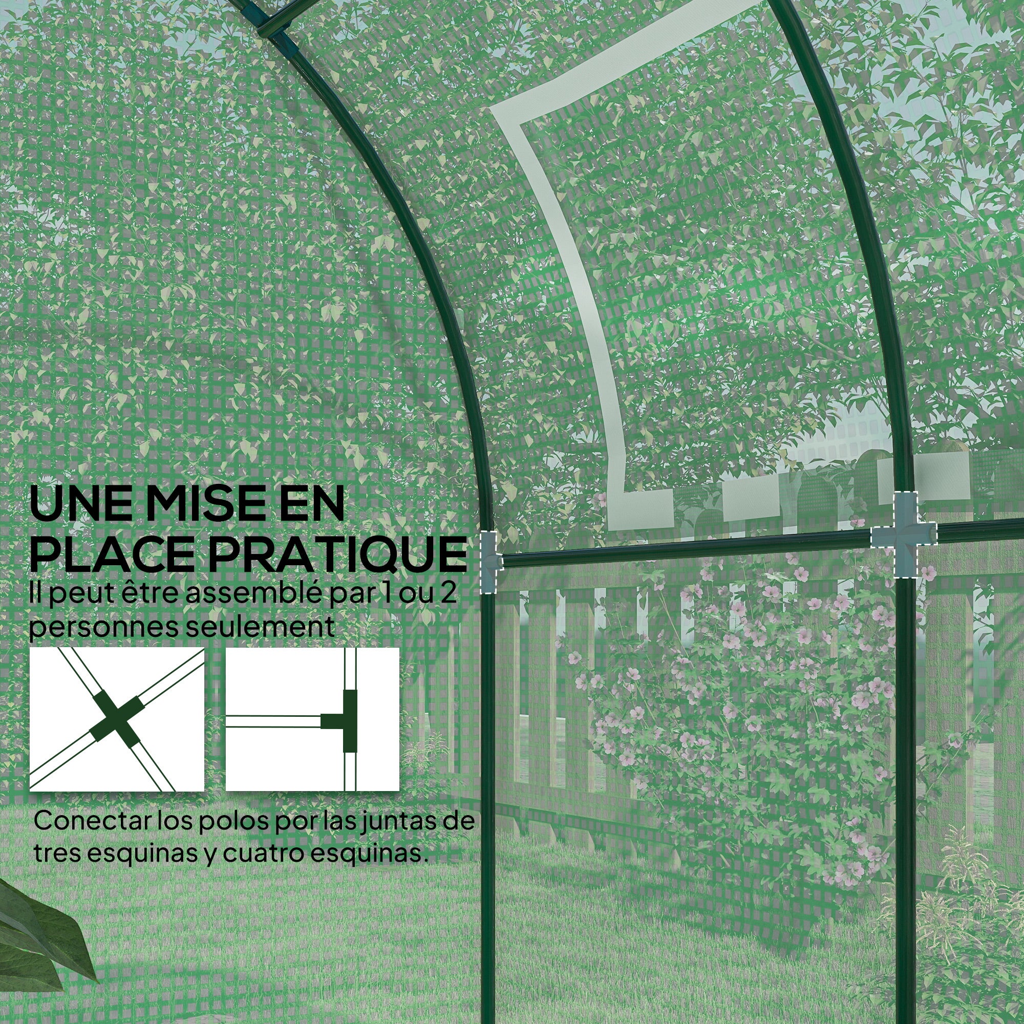 Serre tunnel de jardin PE Outsunny - 7