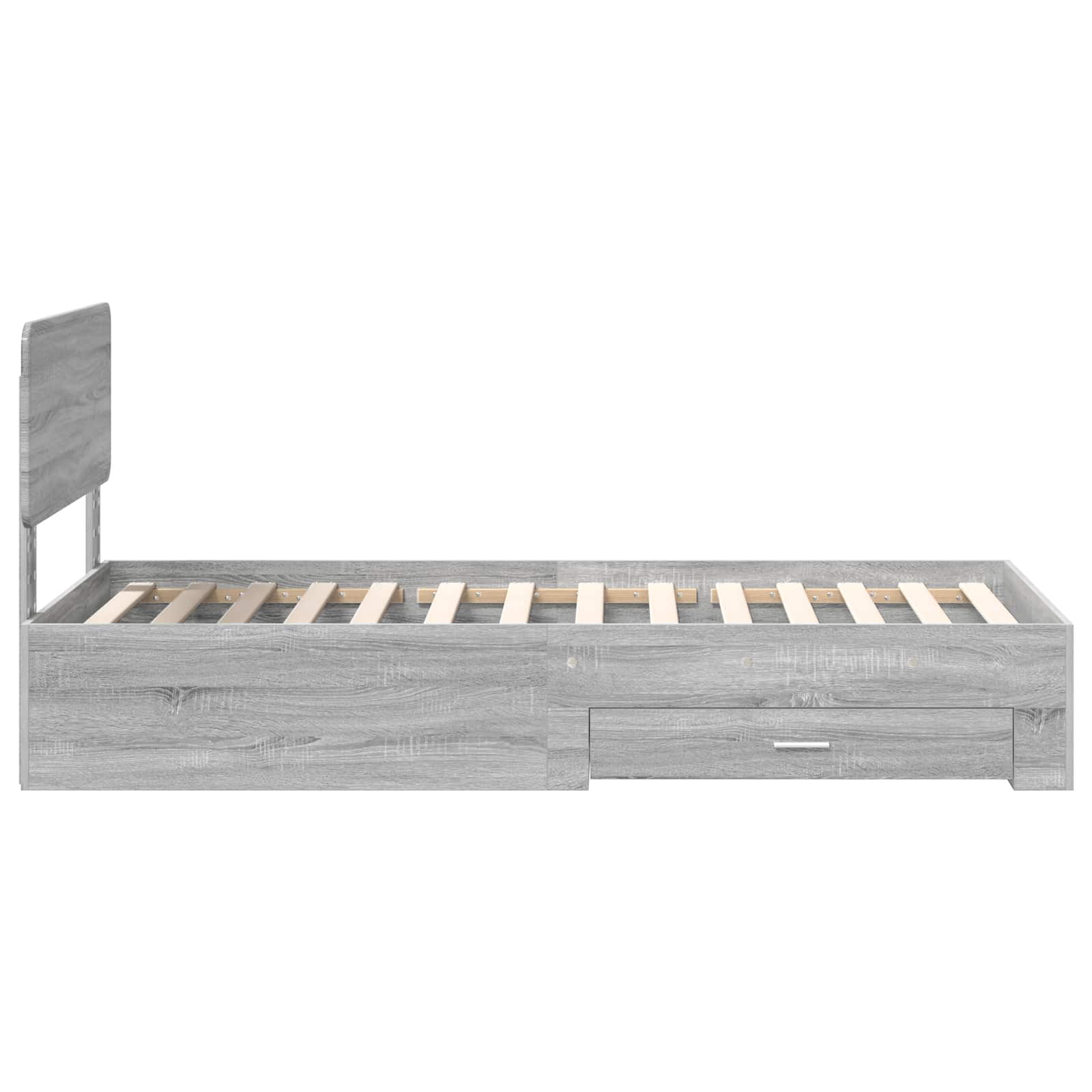 Cadre de lit gris 75 x 190 cm, panneau de bois - 8
