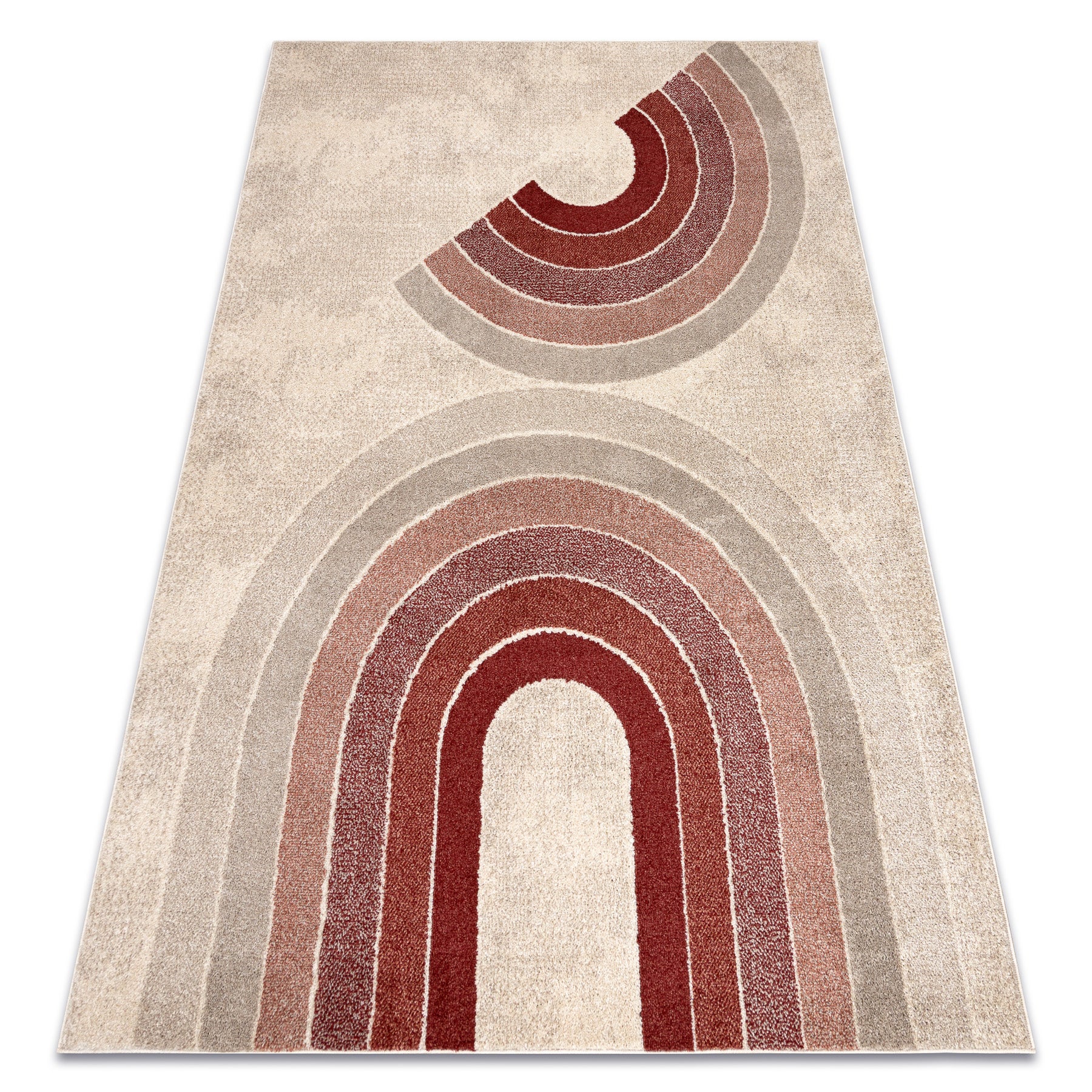 Dywan FUSION 0807 krem / bordo - Geometryczny, nowoczesny, abstrakcyjny 160x220 cm