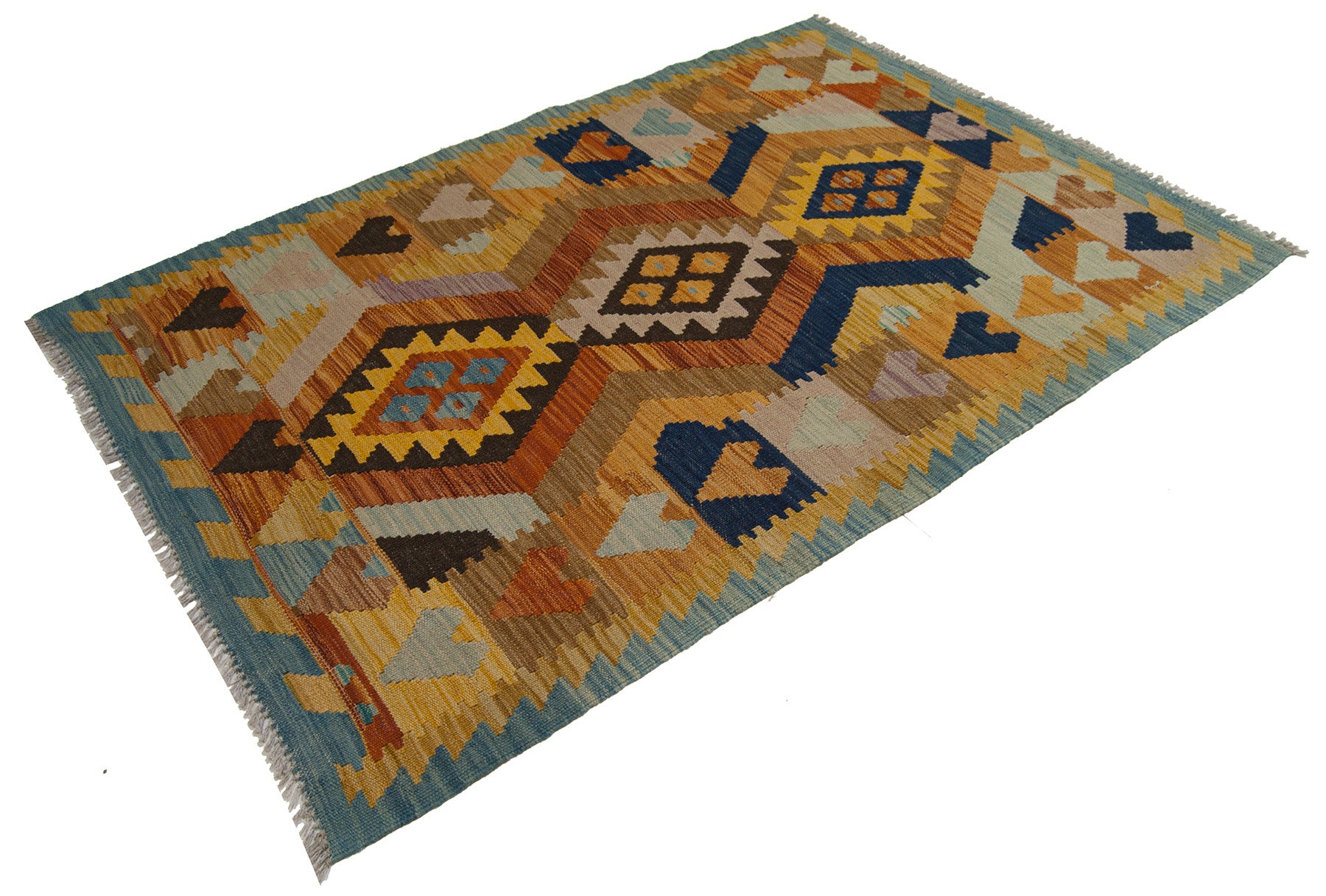 153x102 cm autopentio original kilim estilo clásico hecho a mano - fácil de limpiar