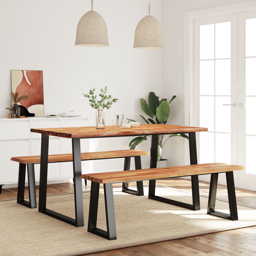 Ensemble Table Et Bancs VidaxL - Table 100x60 Cm + Banc D'Angle + Banc Long | Bois Pin Massif Blanc