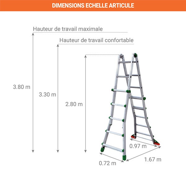 Échelle multifonctionnelle Eurobriko 5 marches 6+6 Facal - 3