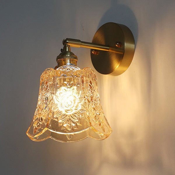 Bursztynowa lampa ścienna E27 z ciepłym światłem 4WLED, lampka nocna, nowoczesna szklana lampka nocna