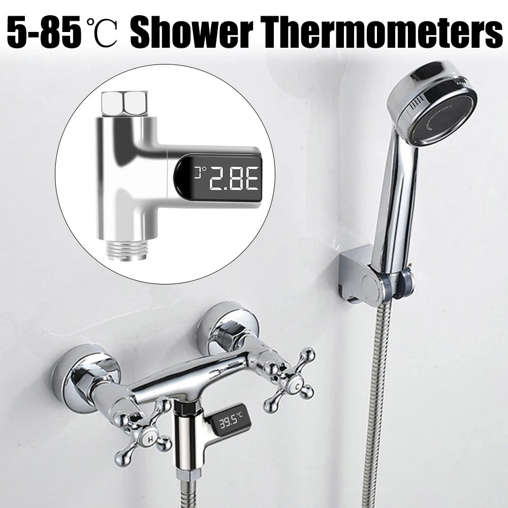 Thermomètre De Douche à Affichage LED, Sans Pile, Fonctionne Avec L'eau, Température Et Humidité