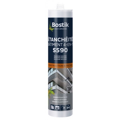 Mastic silicone gris joint étanchéité calfeutrement bâtiment 4en1 S590 BOSTIK