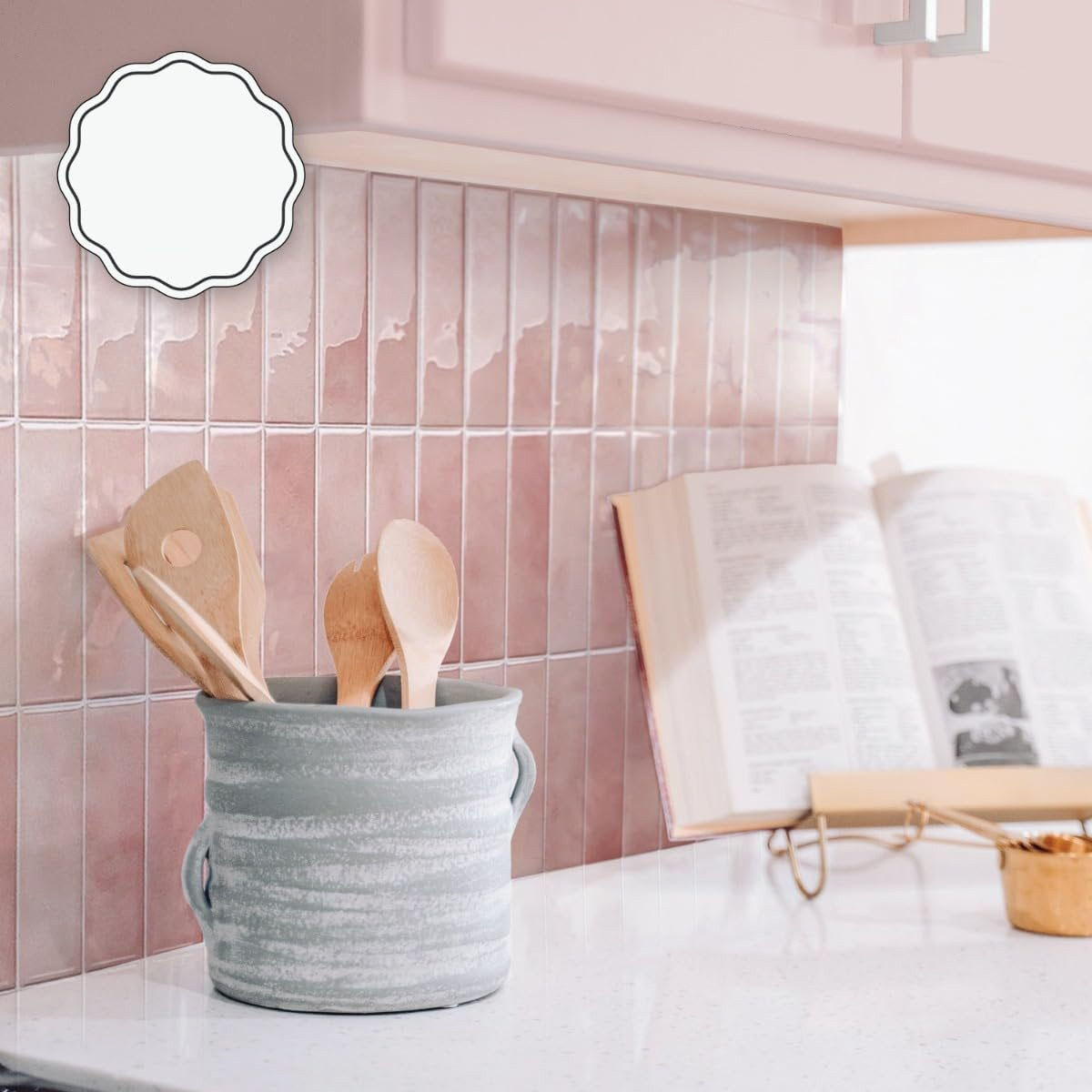 Lot de 10 crédences adhésives pour cuisine, salle de bain, carrelage mural, rose - 4