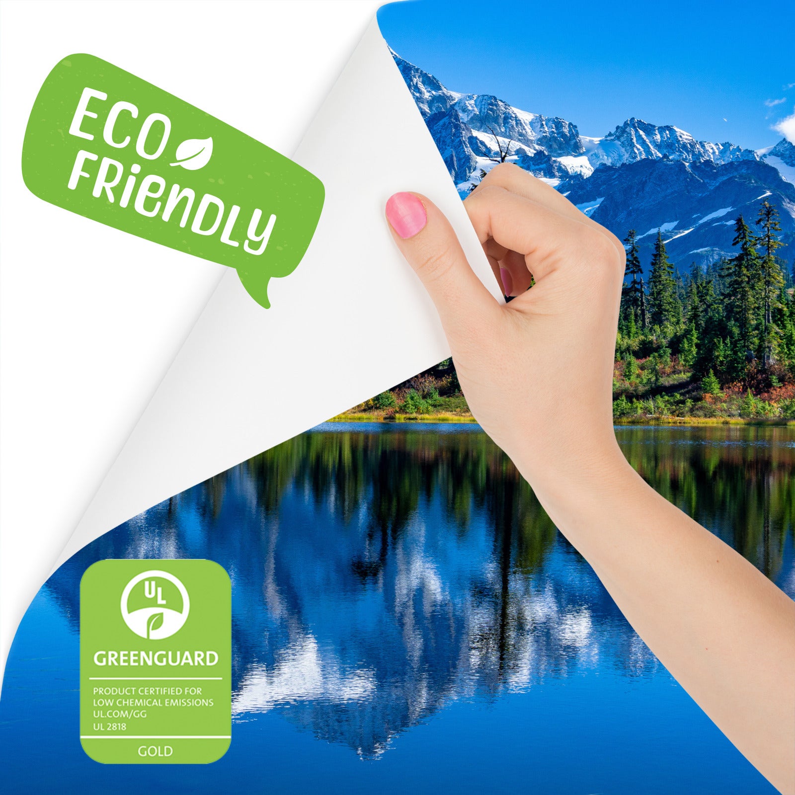 Muralo Papier Peint Intissé Photo Pour Salon MONTAGNES Forêt Lac Nature Paysage 3D 90cm x 60cm - 3