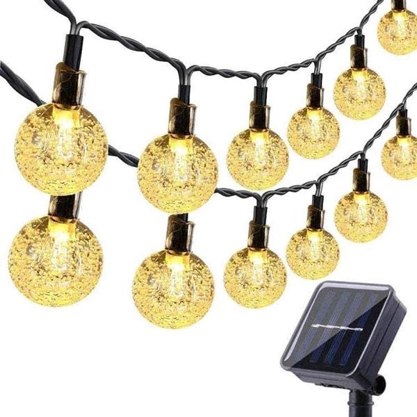 Zewnętrzna solarna girlanda świetlna, 50 LED, 7 m, wodoodporna, kule kryształowe, do ogrodu, na drzewo, taras, na Boże Narodzenie, wesele, imprezy