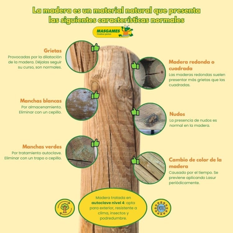 Balançoire double en bois rond Masgames DOBLE PLUS XL - 9
