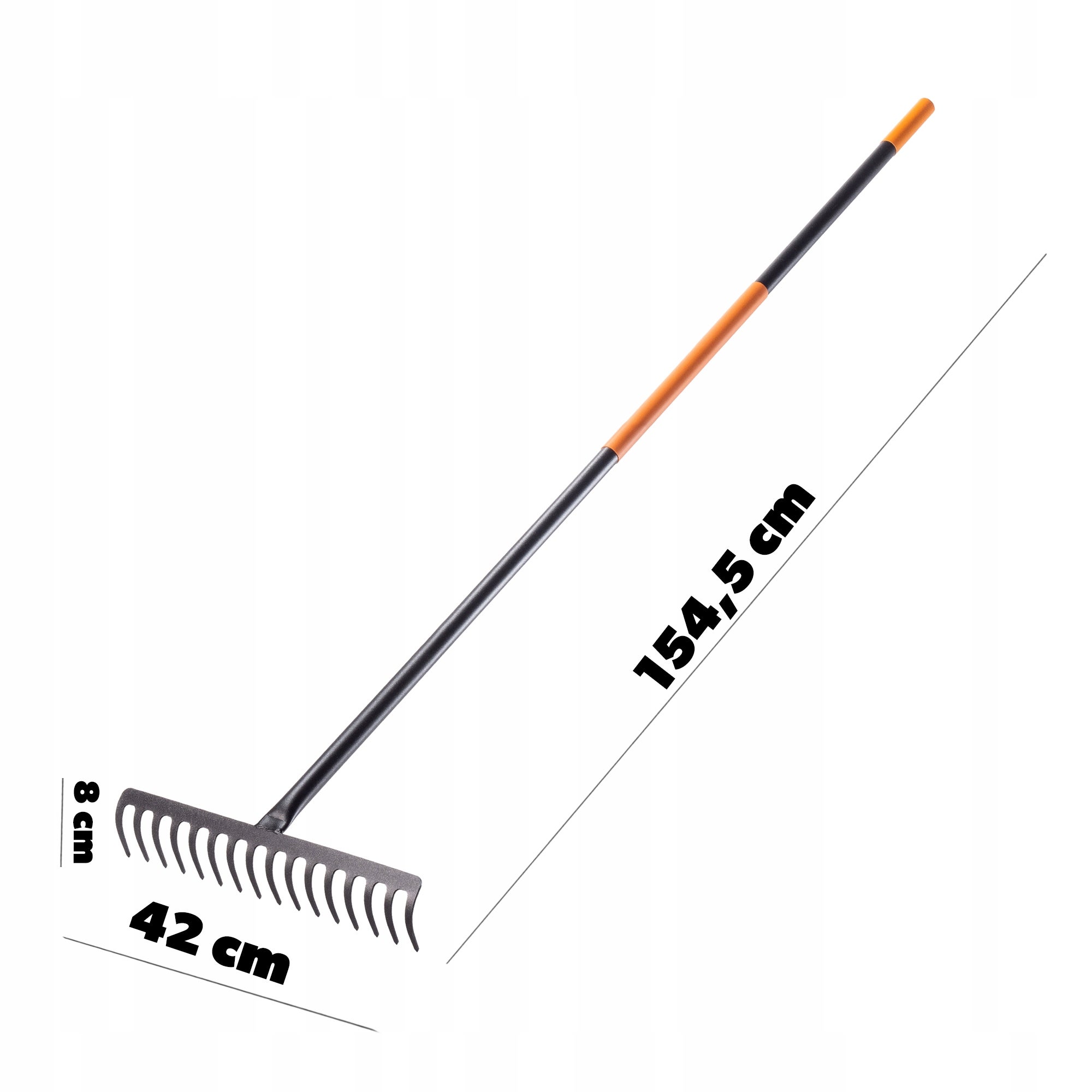 GRABIE DO LIŚCI TRAWY METALOWE OGRODOWE Z TRZONKIEM 154cm GRABKI 16 ZĘBÓW - 3