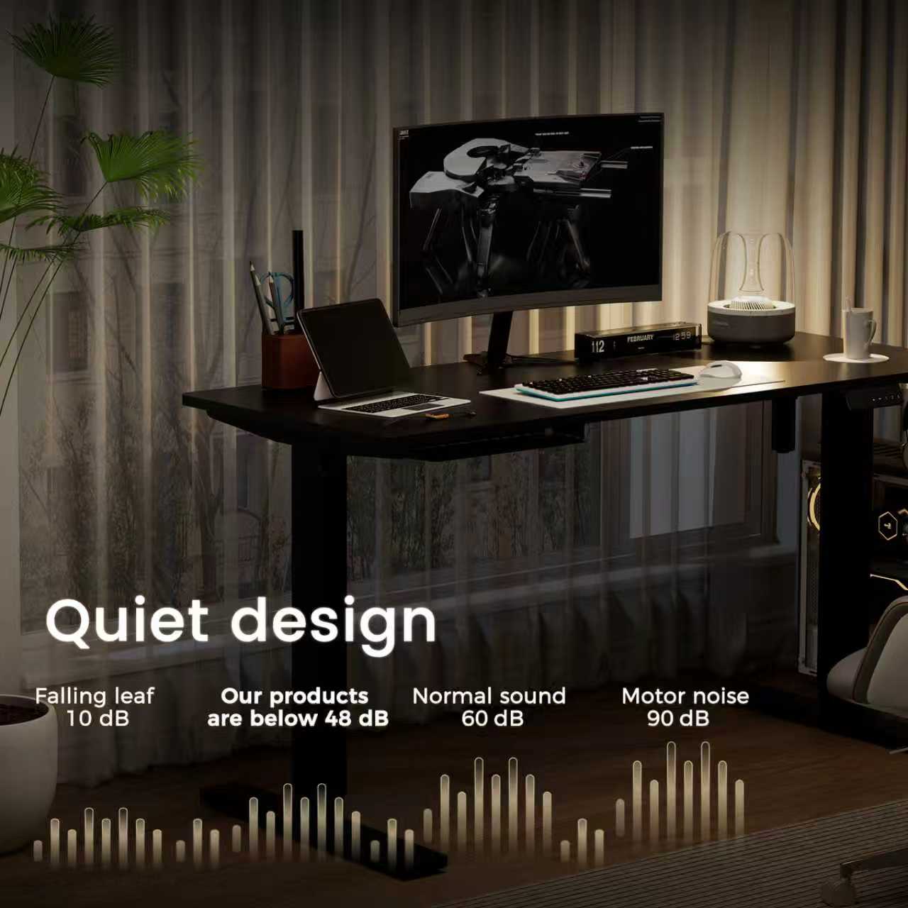 Bureau électrique réglable 80x160 cm, Hauteur 70-117 cm, Fonction mémoire, Rebond en cas de résistance, Mode économie d'énergie - 6