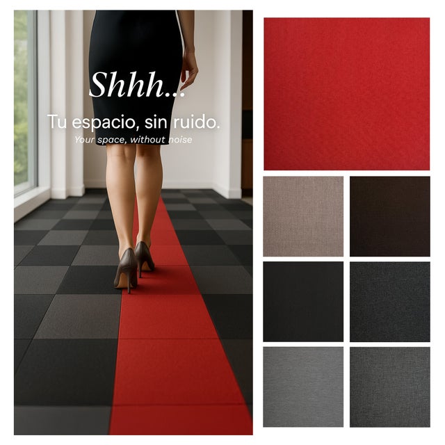 Panneaux Acoustiques Textiles Modulaires Rouges 50x50 cm | Lot de 20 (5 m²) | Recyclés, Antidérapants et Doux | Modèle Eco Resonance