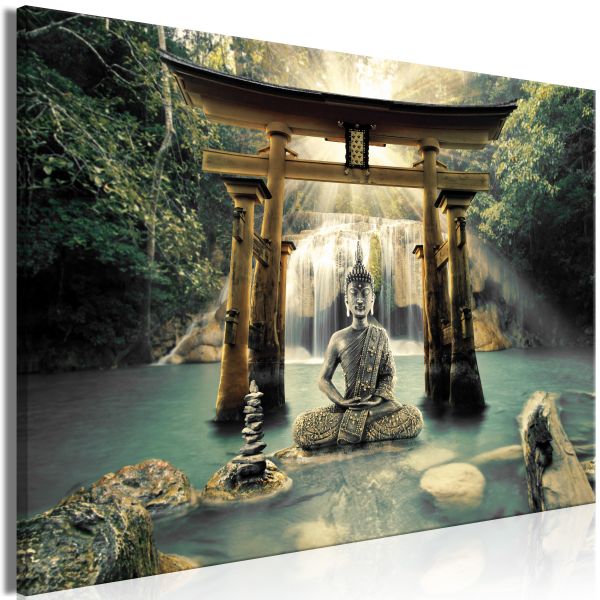 Tableau Zen Buddha Smile (1 Part) Wide 90x60 cm