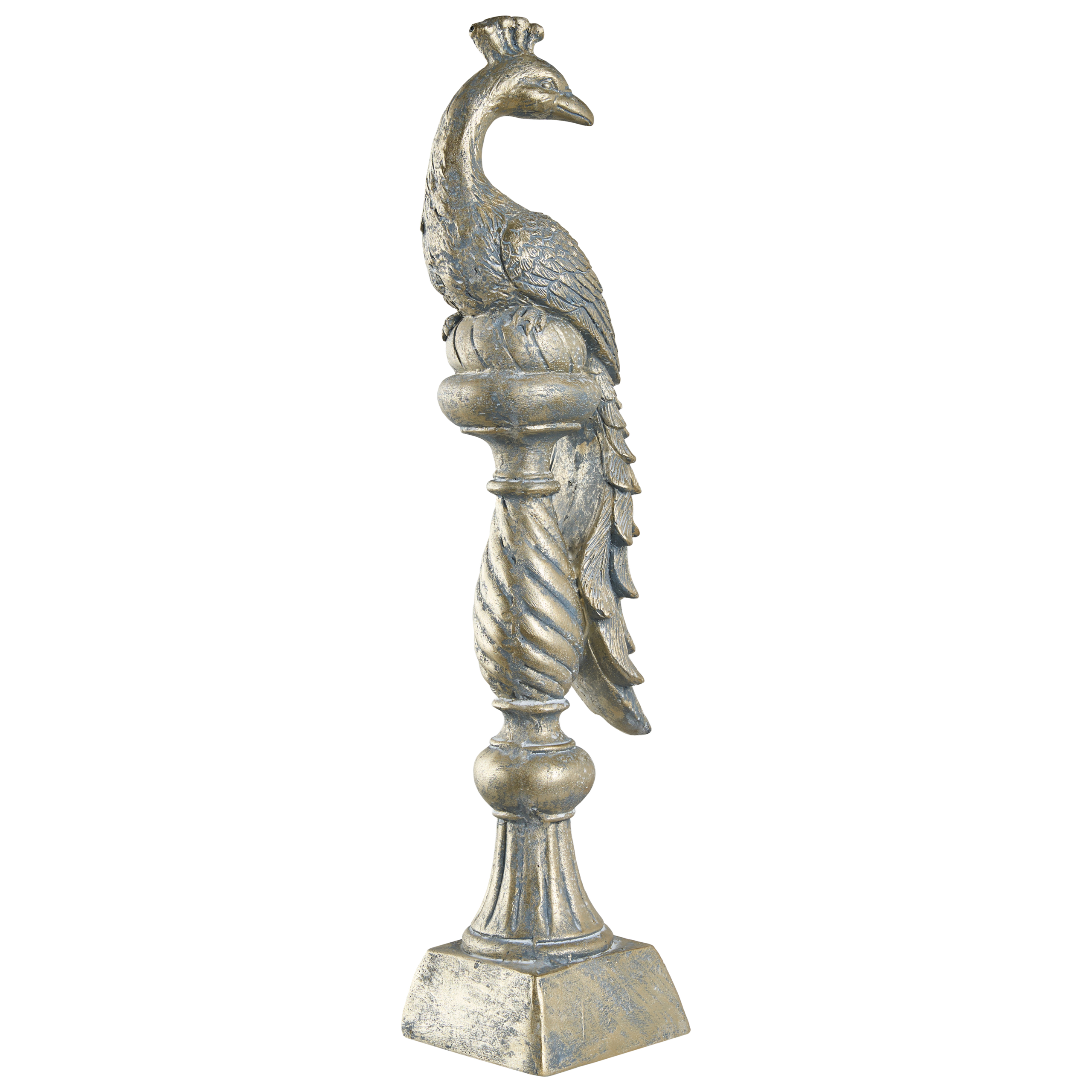 Statuetă de grădină HAARBY Păun Auriu