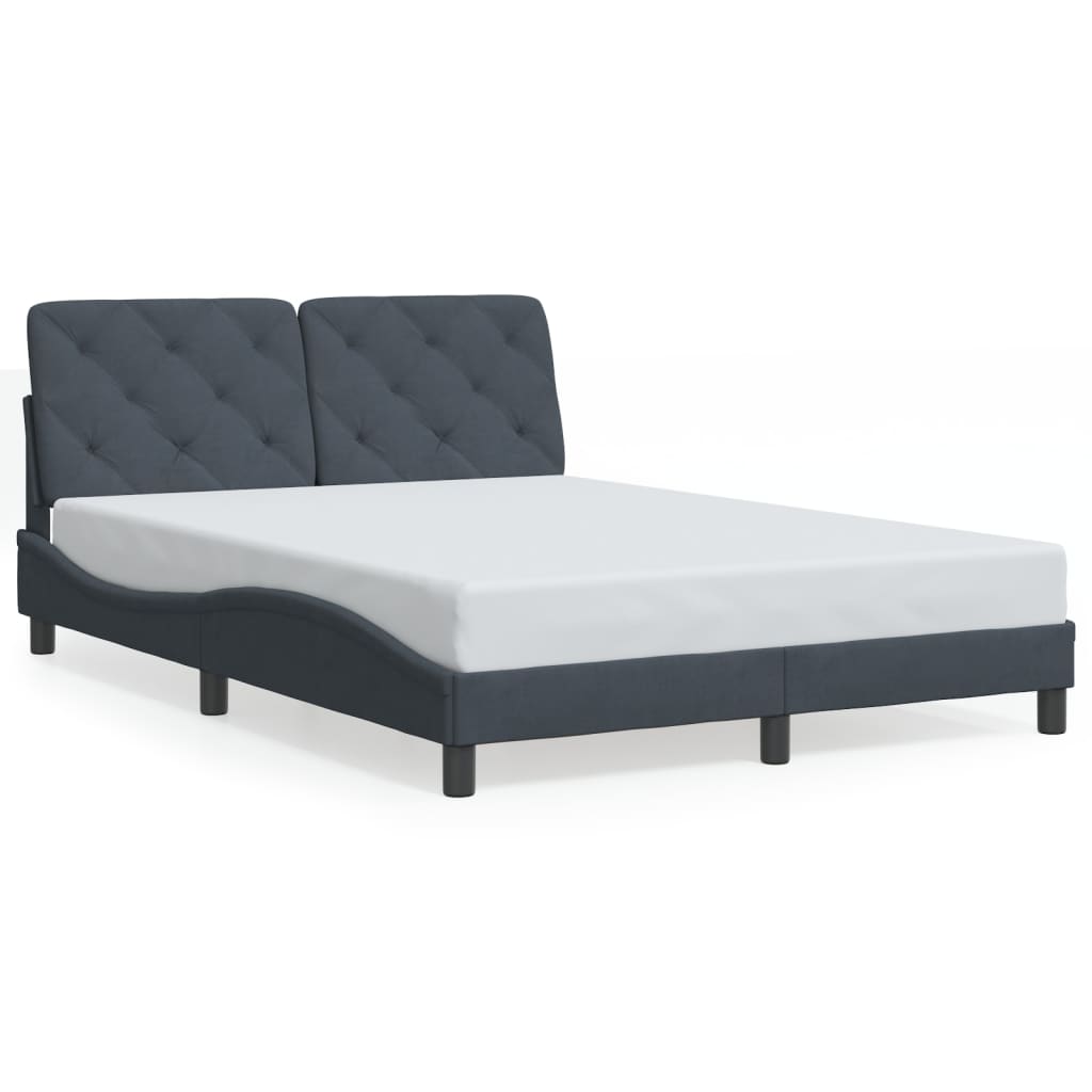 Cadre de lit sans matelas gris foncé 140 x 200 cm velours - 2