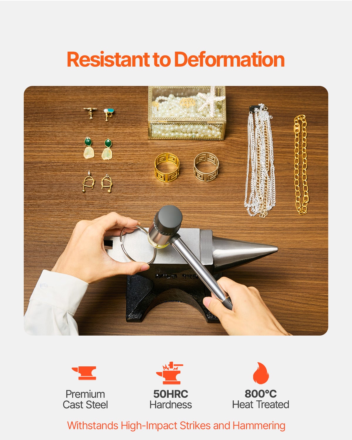 Bigorna de corno simples SucceBuy de 25 lb em aço fundido Bigorna robusta com corno redondo de alta dureza para ferreiros, base estável - 4