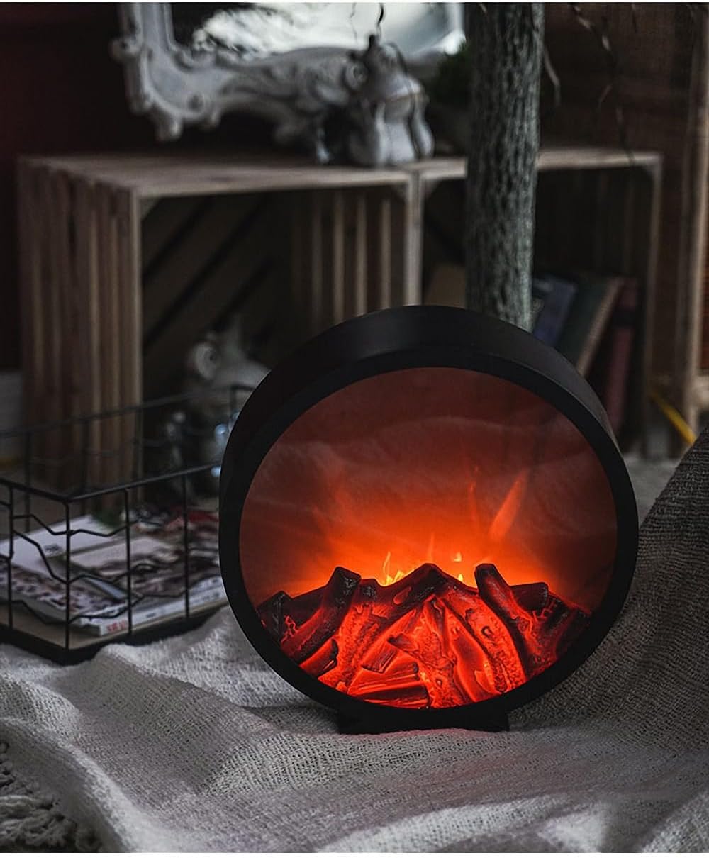 Lampa stołowa LED z efektem płomienia, w kolorze antracytowo-szarym, odpowiednia do użytku wewnątrz i na zewnątrz, zasilana bateryjnie i przez USB