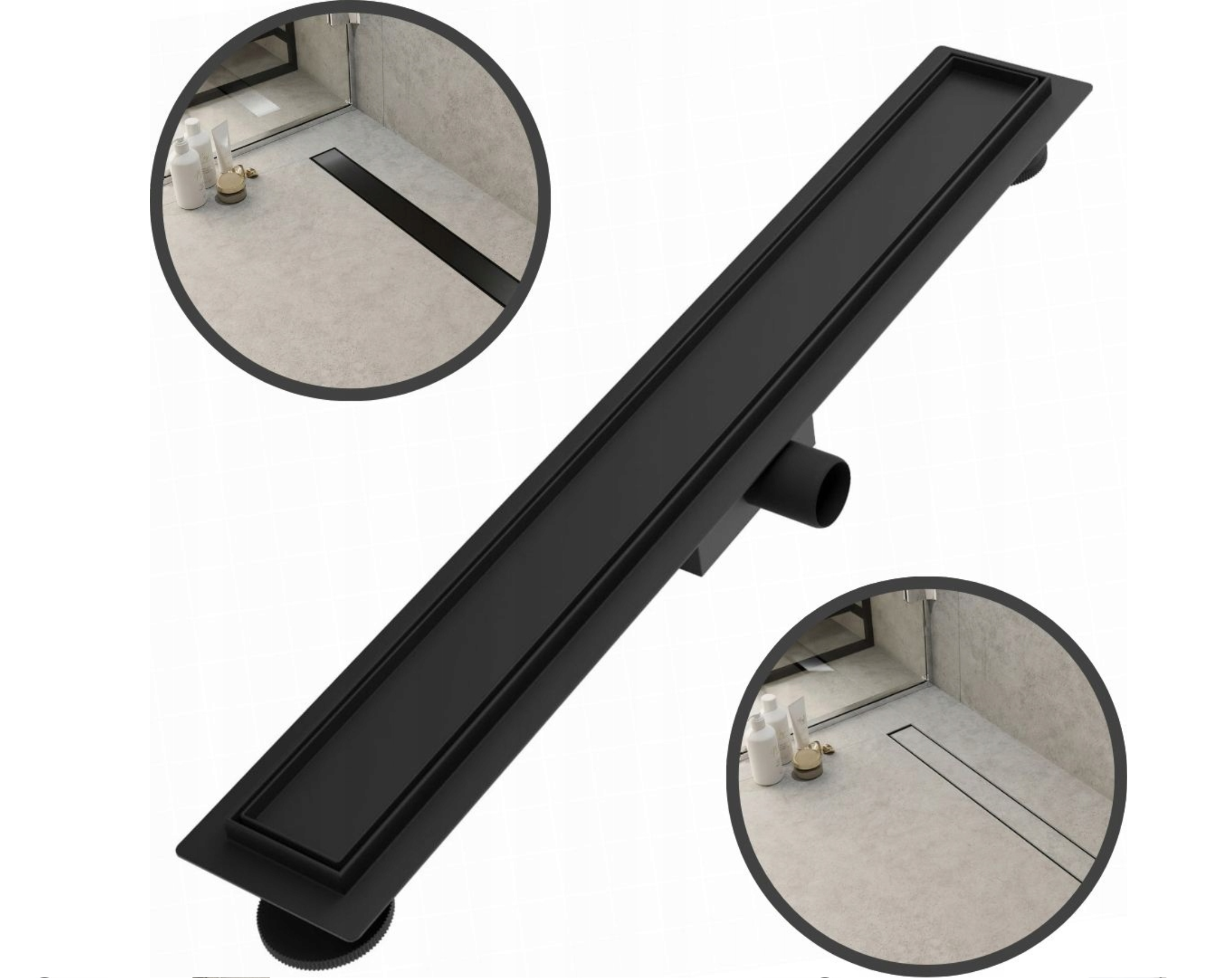 Odpływ liniowy 70 cm 2w1 czarny pod płytkę prysznicowy – MERFLOW