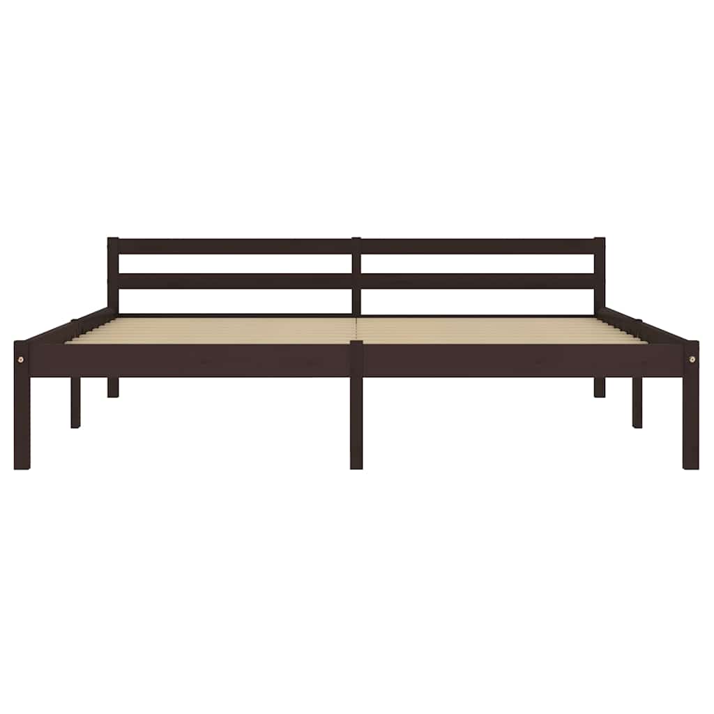 Cadre de lit sans matelas, en pin massif marron foncé, pour la chambre, 160 × 200 cm - 4