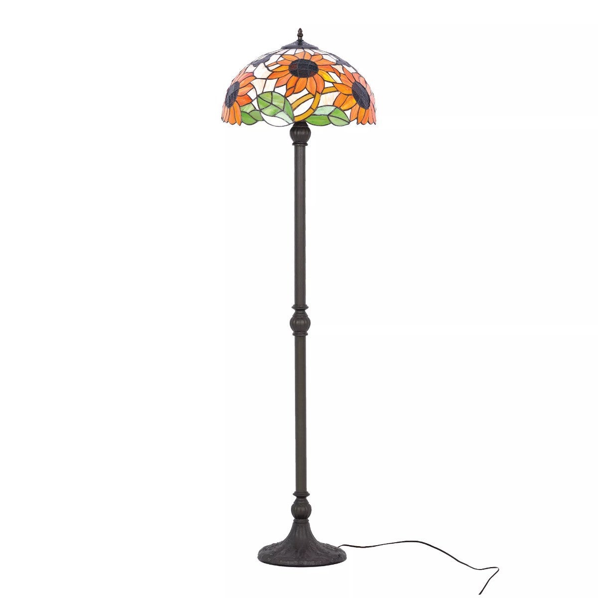 Lampa podłogowa stojąca Sunflower mulitikolor 2xE27x20W wym: 150 x 40 x 40 cm szkło witrażowe Kaja
