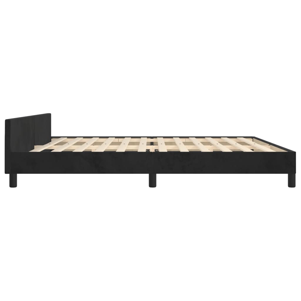 Cadre de lit sans matelas noir 200 x 200 cm en velours - 7