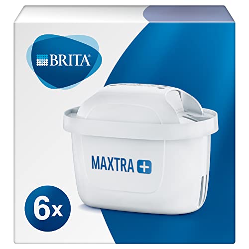Brita maxtra + pack 6 cartuchos de filtro de agua, compatible con jarras filtrantes brita que reducen la cal, el cloro y otras sustancias, color