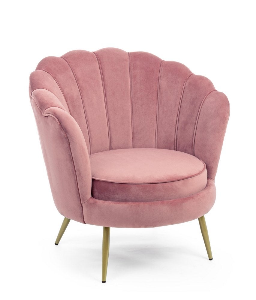 Giliola Fauteuil Elégant Velours Chaise Salon Moderne Rose Antique Bizzotto - 6