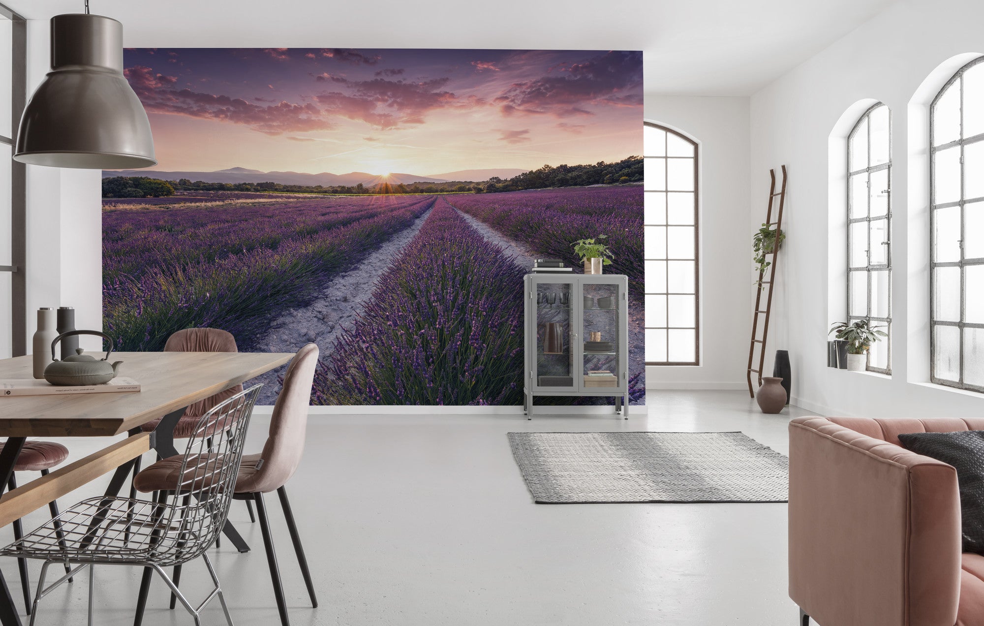 Fototapeta lawendowy krajobraz pastelowego fioletu - 450 x 280 cm - SANDERS &amp; SANDERS