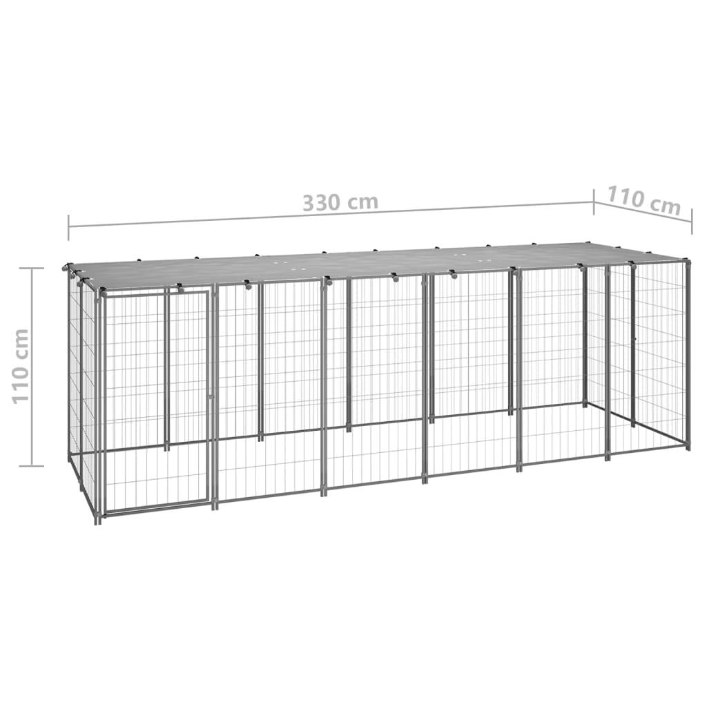 Cuccia da esterno gabbia recinto parco animali cane argento 330 x 110 x 110 cm acciaio 02_0000270 - 2