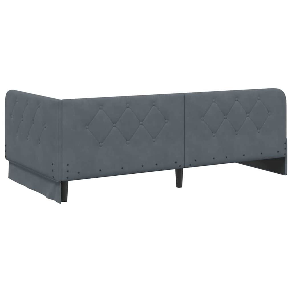 Cadre de lit d'angle en velours gris foncé pour la chambre, 90 × 190 cm - 9