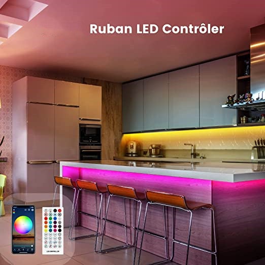 Realky Striscia led, Strisce led 15 metri, LED Striscia RGB con Telecomando, App Controllata, Led Striscia Musicale e Timer, Luci LED per Led camera per decorazioni Camera da Letto, Feste Casa
