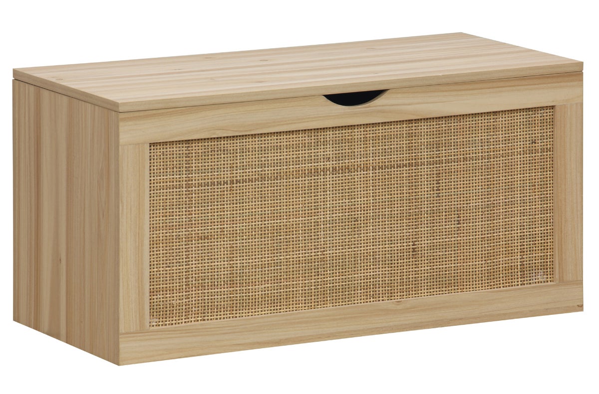 Coffre de rangement, meuble de rangement en décor pin , rotin - Longueur 80 x profondeur 40 x hauteur 40 cm - 2