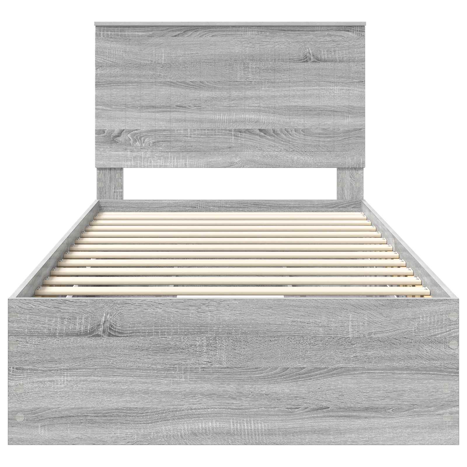 Cadre de lit en panneau de bois gris pour la chambre, 100 × 200 cm - 8