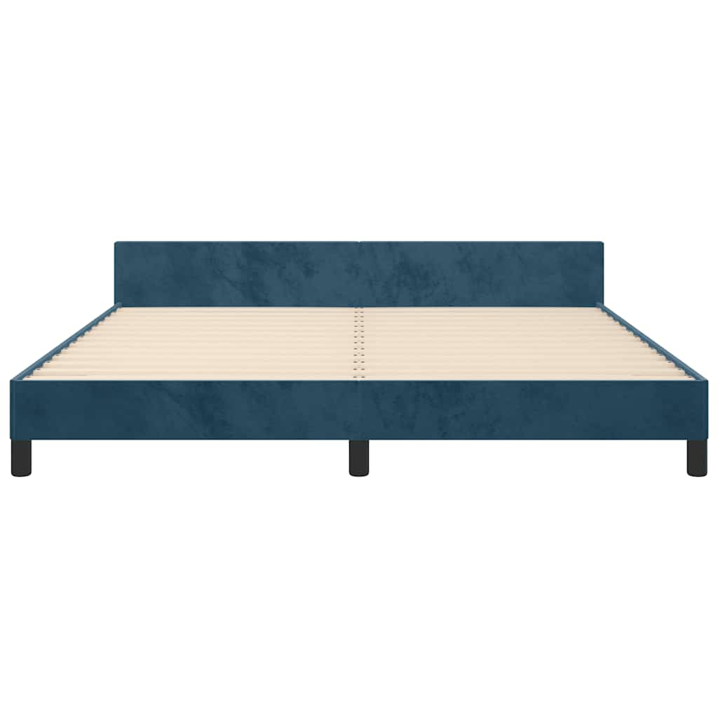 Cadre de lit sans matelas bleu foncé 160 x 200 cm velours - 6