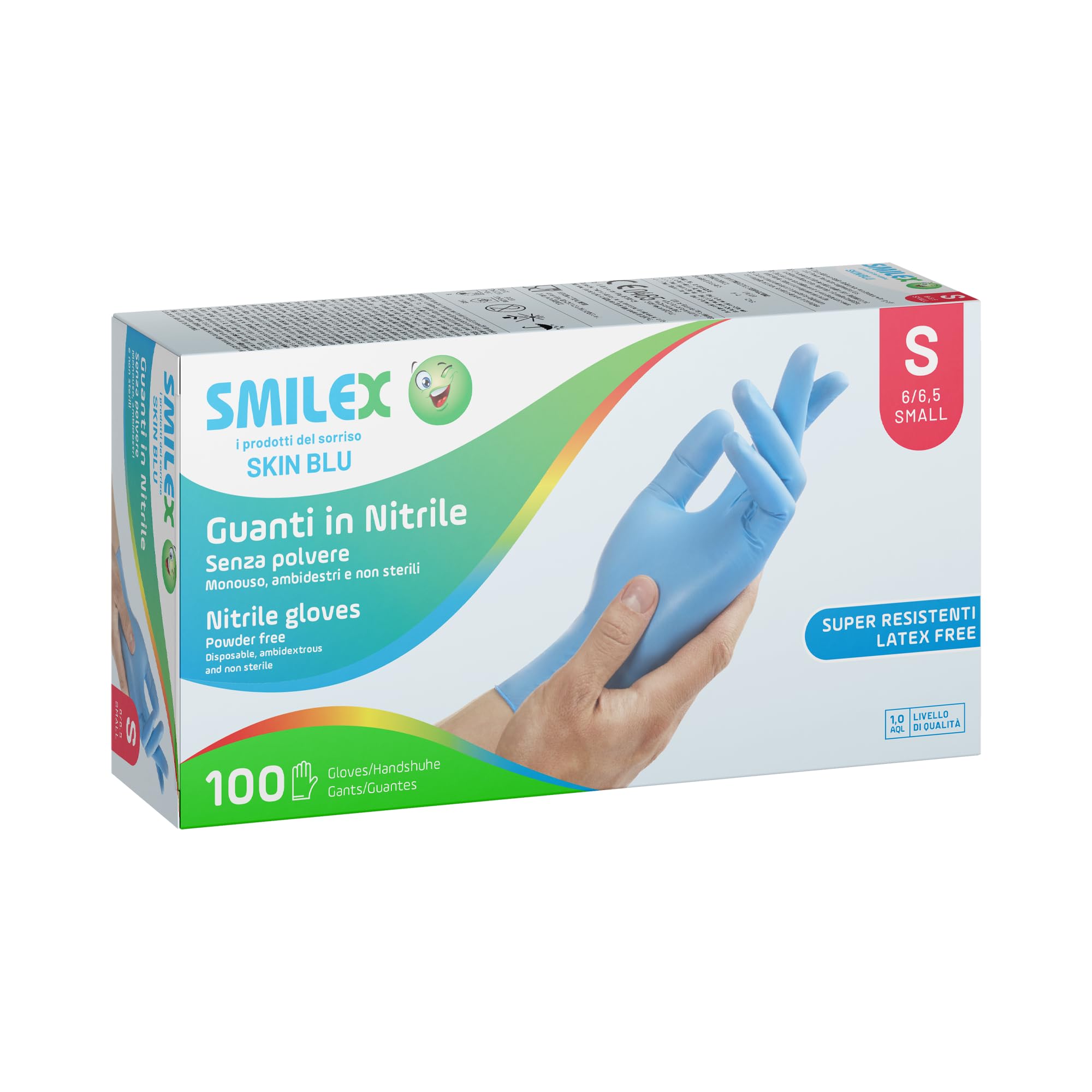 Guanti in nitrile monouso, senza polvere e privi di lattice - misura small - confezione da 100pz Guanti in nitrile monouso, senza polvere e privi di lattice - misura small - confezione da 100pz