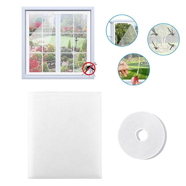 1pcs Moustiquaire Fenêtre,avec 1 Auto-Rubans Adhésifs,150 x 200cm Filet Moustiquaire Auto-Adhésif,Moustiquaire Fenêtre Découpable(Blanc)