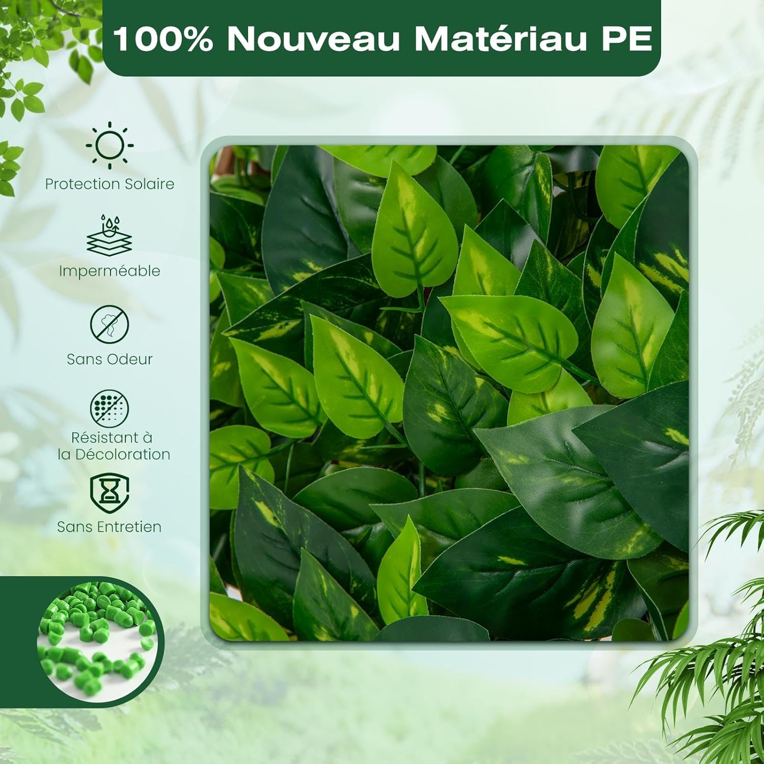 Haie Artificielle Brise-Vue Décoration Extensible, Panneau pour Clôture Décoratif Artificiel Protection Solaire Cadre (Lierre Vert) - 4