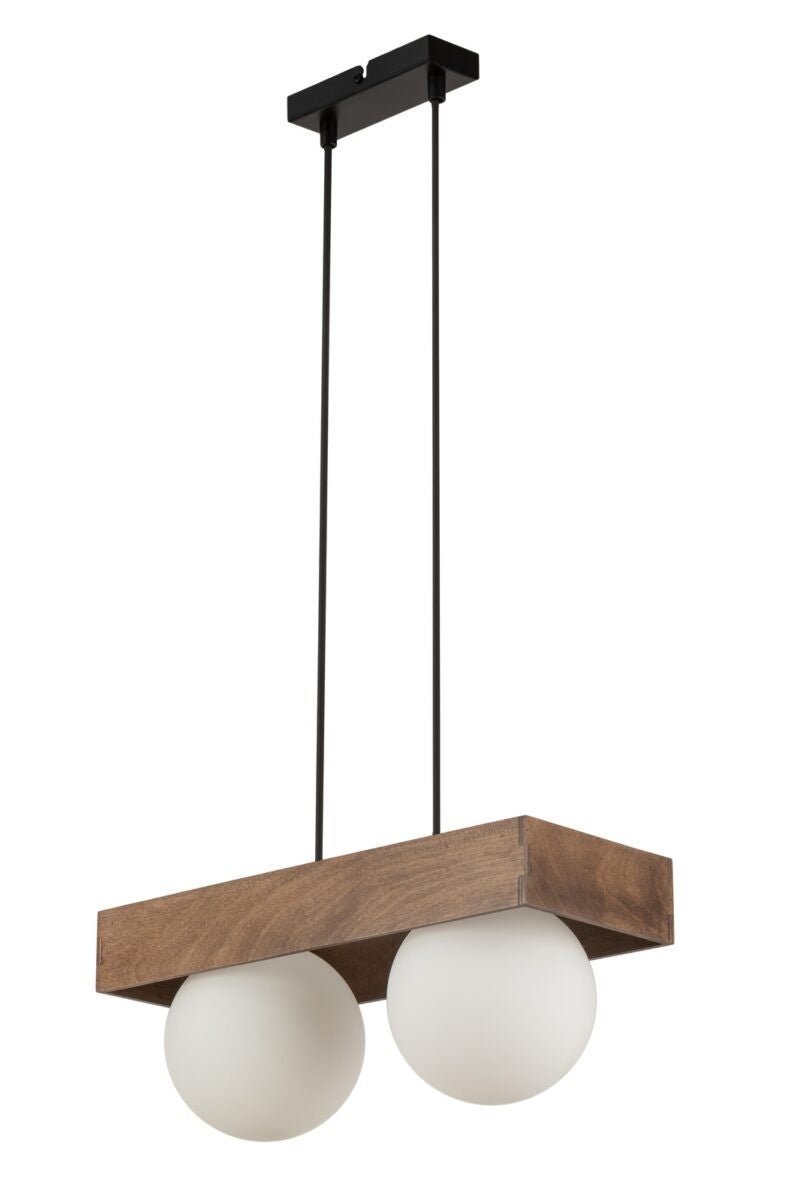 Lampa wisząca Bloom ciemne drewno-biała-czarna 2xG9x12W dekoracyjna wym: 80 x 40 x 15 cm metal SIGMA