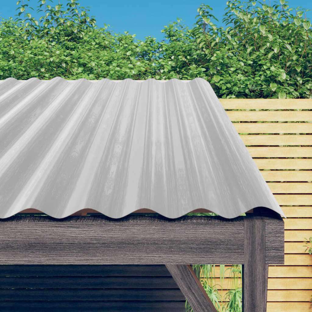 Paneles de techo 12 piezas acero con recubrimiento en polvo plata 100x36cm