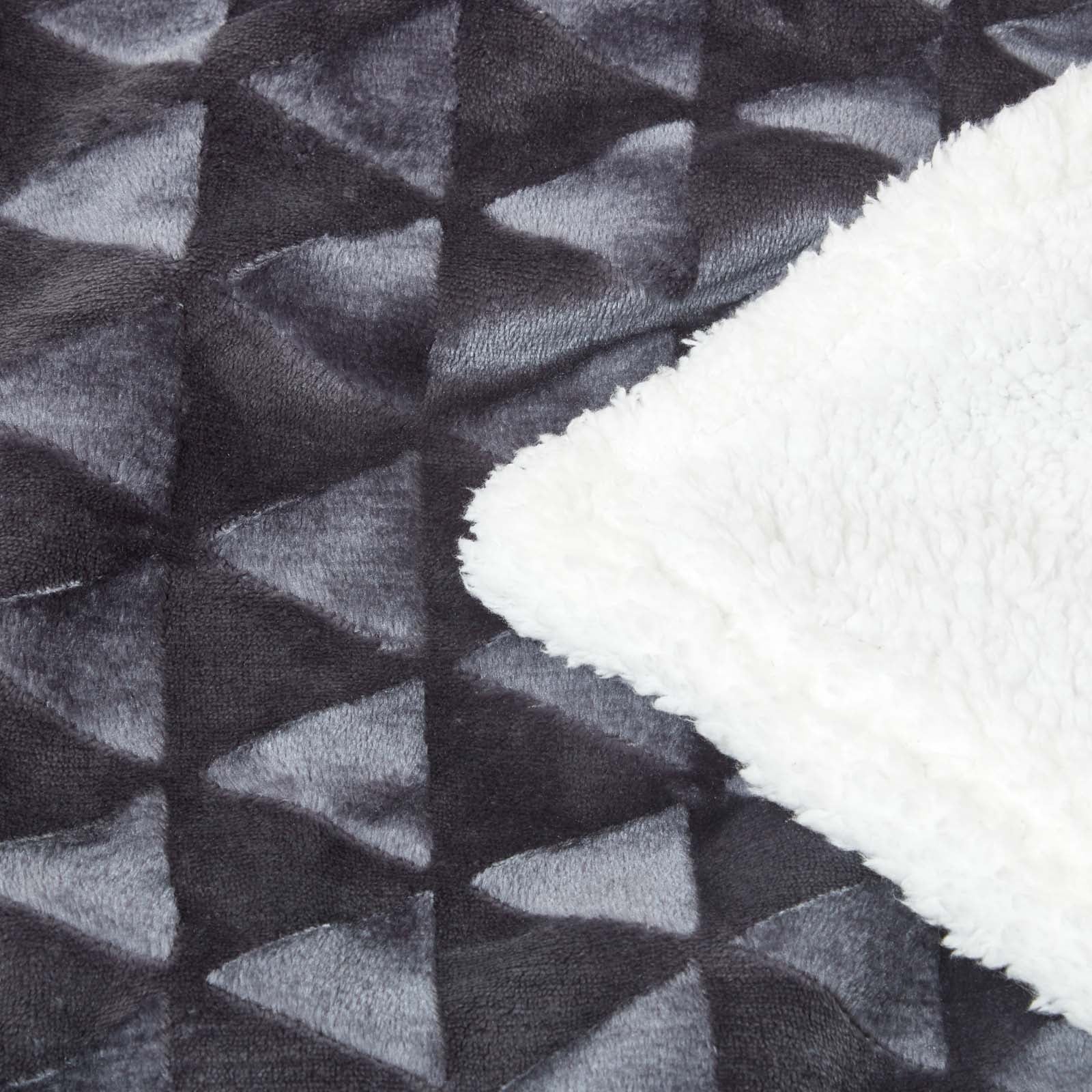 Homescapes Plaid polaire Gris anthracite et revers sherpa, 200 x 230 cm - 5