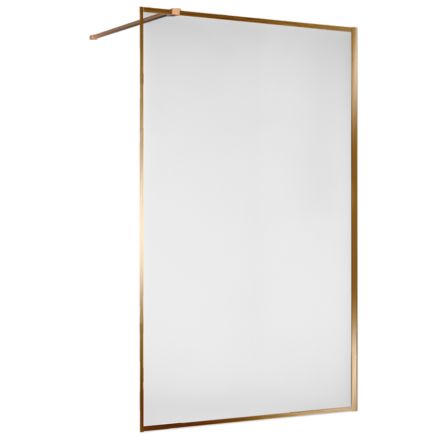 Paroi de douche Square 120x200 cm verre anticalcaire 6mm avec barre de fixation en aluminium cadre complet, ESSEBAGNO, Cuivre Brossé