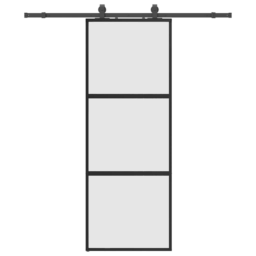 Puerta corredera con herrajes negro 76x205 cm vidrio templado vidaXL - 2