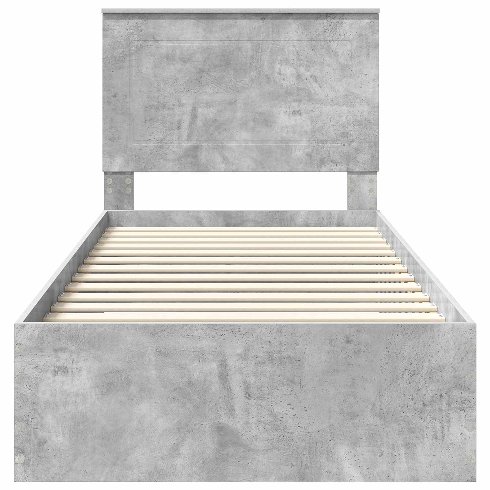 Cadre de lit en panneau de bois, gris béton et argent, pour la chambre, 75 × 190 cm - 7