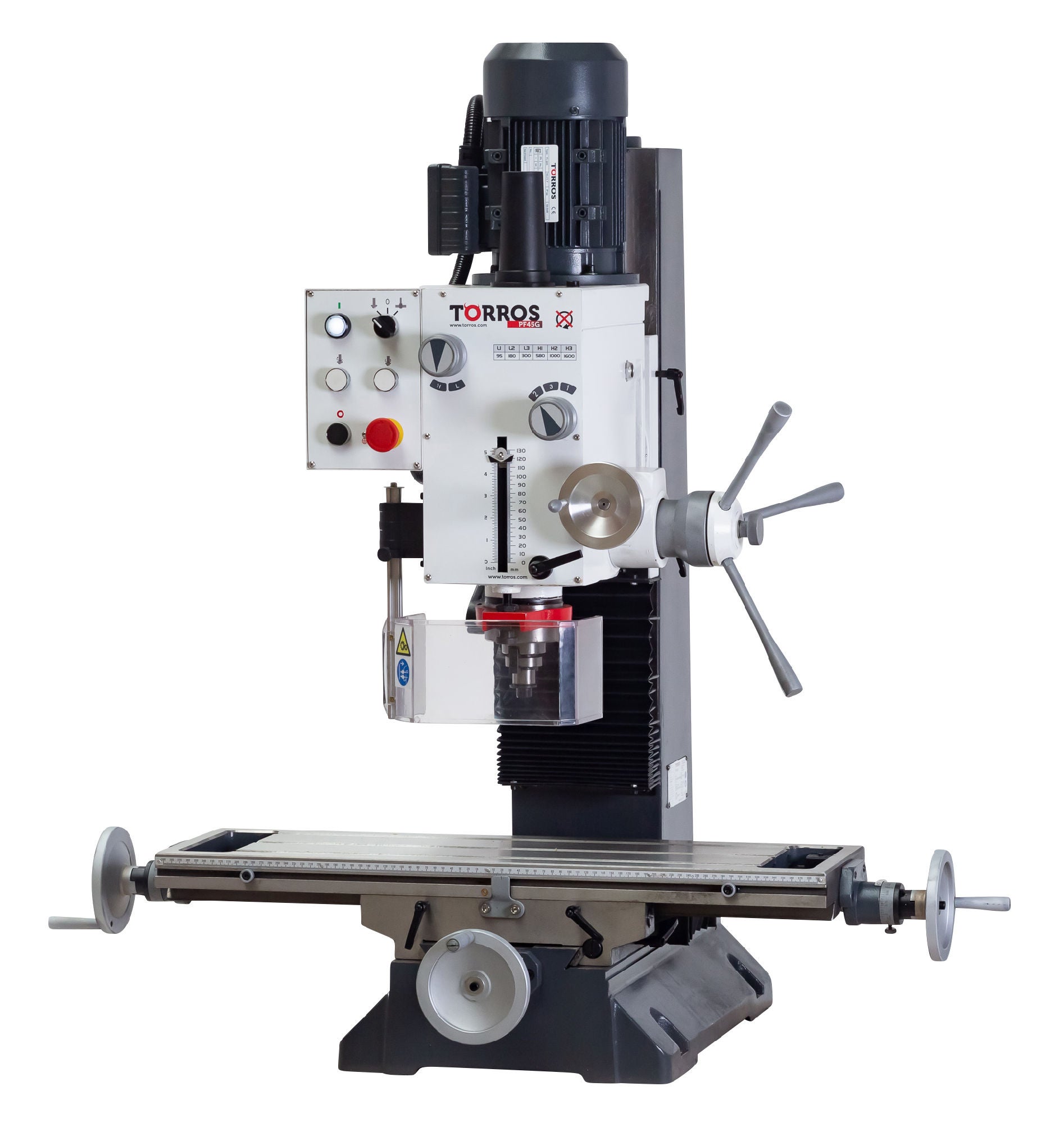 Perceuse-fraiseuse X 450 mm Y 200 mm Z 430 mm CM4/M16 1,1 kW 230V fonction de taraudage Torros PF45G 230V - 3