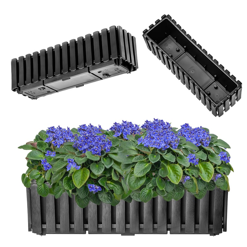 SKRZYNKA BALKONOWA DONICZKA DONICA NA KWIATY 58x18x16,5 cm ANTRACYT BALKON